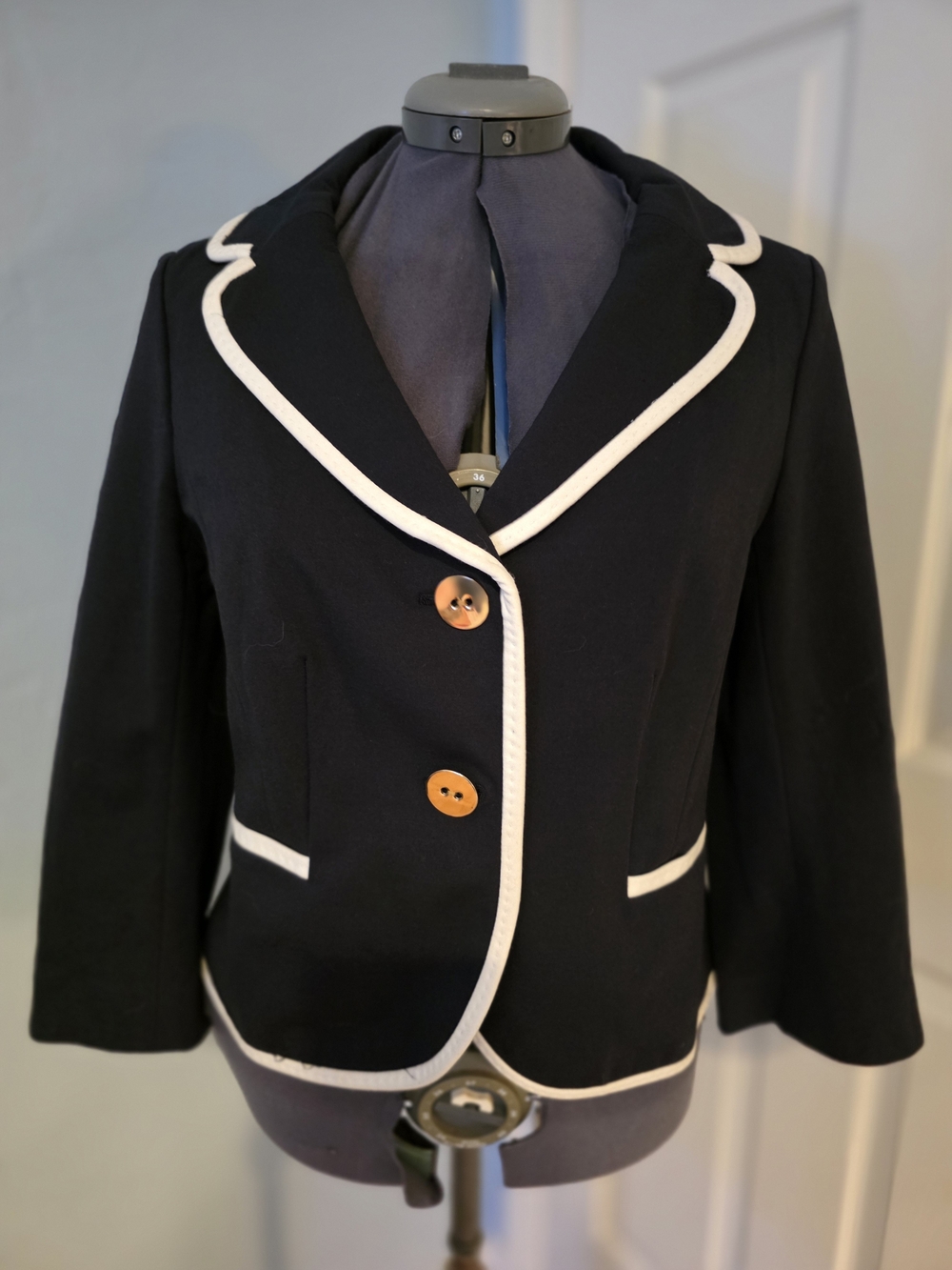 Ann Taylor Navy Blazer with White Trim
